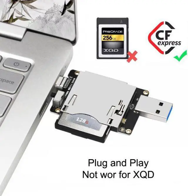 Alt view image 6 of 7 - CY USB3.1 Type-C   Type-A to CF Express Extension Card Reader for CFE Type-B Support R5 Z6 Z7 Memory Card