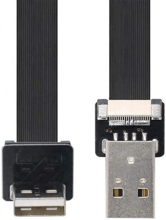Alt view image 7 of 7 - Xiwai Down Angled USB 2.0 Type-A Male to Type-A Male Data Flat Slim FPC Cable 90 Degree for FPV and Disk and Scanner and Printer