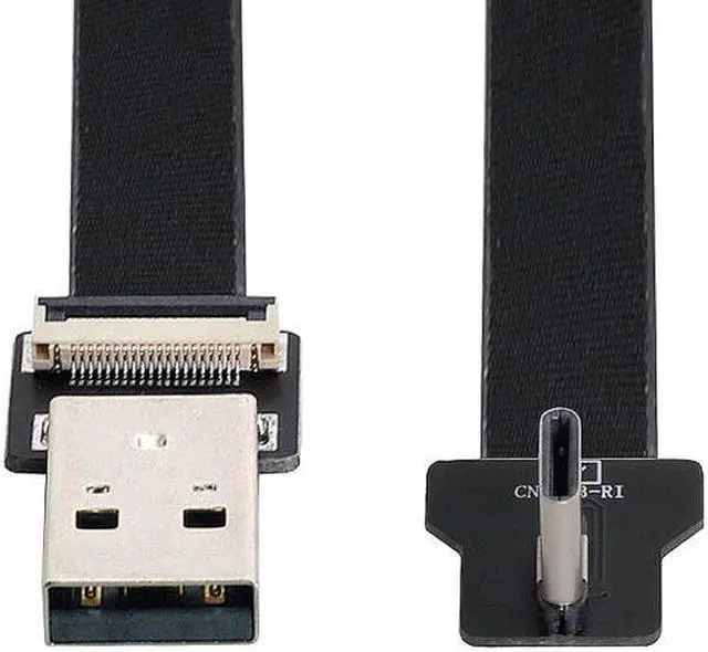 Alt view image 7 of 7 - CY Right Angled USB 2.0 Type-A Male to USB-C Type-C Male Data Flat Slim FPC Cable for FPV and Disk and Phone