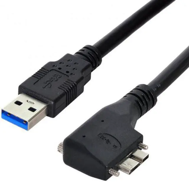Alt view image 3 of 7 - Cablecc Dual Screws 90 Degree Right Angled Micro USB Mount to USB3.0 Data Cable for Industrial Camera