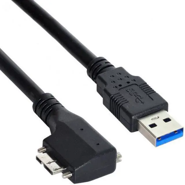 Alt view image 7 of 7 - Cablecc Dual Screws 90 Degree Right Angled Micro USB Mount to USB3.0 Data Cable for Industrial Camera