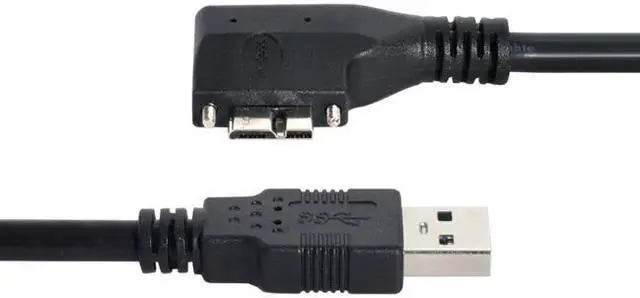 Alt view image 2 of 7 - Cablecc Dual Screws 90 Degree Right Angled Micro USB Mount to USB3.0 Data Cable for Industrial Camera