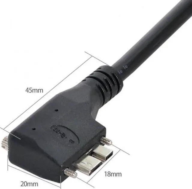 Alt view image 4 of 7 - Cablecc Dual Screws 90 Degree Right Angled Micro USB Mount to USB3.0 Data Cable for Industrial Camera