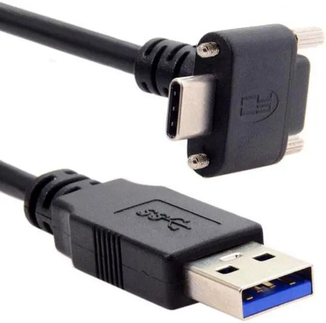 Main image of Cablecc Down Up Angled USB 3.1 Type-C Dual Screw Locking to Standard USB3.0 Data Cable 90 Degree for Camera