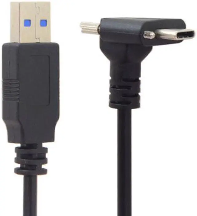 Alt view image 5 of 7 - Cablecc Down Up Angled USB 3.1 Type-C Dual Screw Locking to Standard USB3.0 Data Cable 90 Degree for Camera
