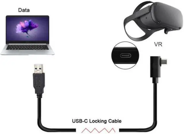 Alt view image 7 of 7 - CY Fit for Oculus Link VR USB 3.1 Type-C Left Right Angled Type to Standard USB3.0 Data Cable