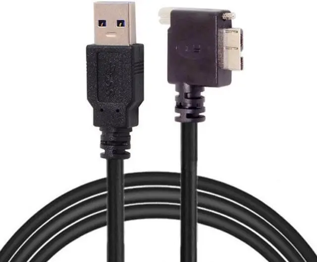 Alt view image 2 of 7 - Chenyang CY 1.2m 90 Degree Right Angled Micro USB Screw Mount to 3.0 Data Cable for Industrial Camera
