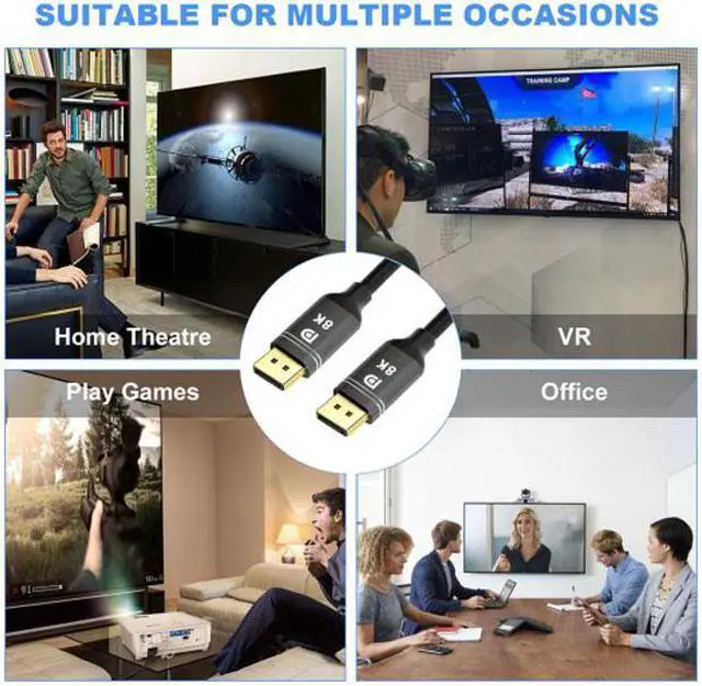 Alt view image 7 of 7 - CY DisplayPort 1.4 DP to DP Cable 8K 60hz Cable Ultra-HD UHD 4K 144hz 7680*4320 for PC Laptop TV