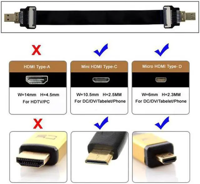 Alt view image 5 of 7 - CY CYFPV Micro HDMI Male to Micro HDMI Male Extension FPC Flat Cable 1080P for FPV HDTV Multicopter Aerial Photography