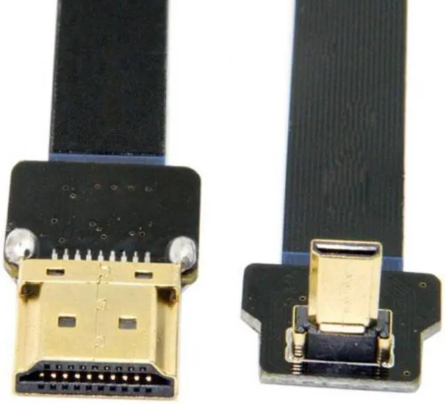 Alt view image 3 of 7 - Cablecc CYFPV 90 Degree Up Angled FPV Micro HDMI Male to HDMI Male Flat Cable 50cm for FPV HDTV Multicopter Aerial Photography