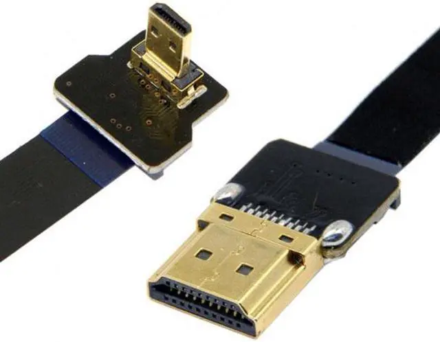 Alt view image 2 of 7 - Cablecc CYFPV 90 Degree Up Angled FPV Micro HDMI Male to HDMI Male Flat Cable 50cm for FPV HDTV Multicopter Aerial Photography