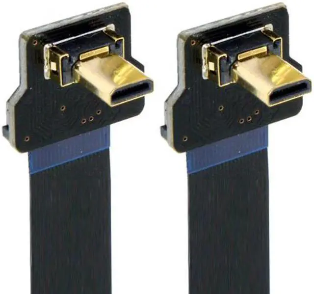 Alt view image 2 of 7 - Cablecc CYFPV 90 Degree Up Angled FPV Micro HDMI Male to Micro HDMI FPC Flat Cable 20cm for FPV HDTV Multicopter Aerial Photography
