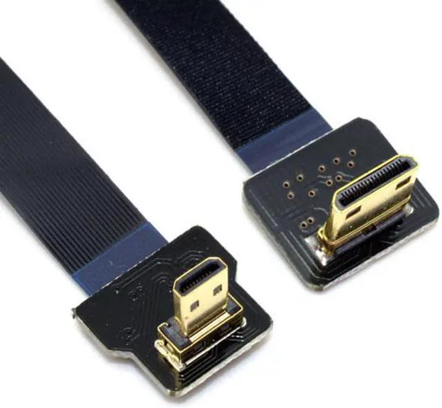 Alt view image 2 of 7 - Cablecc CYFPV 90 Degree Down Angled FPV Micro HDMI Male to Mini HDMI FPC Flat Cable 20cm for FPV HDTV Multicopter Aerial Photography