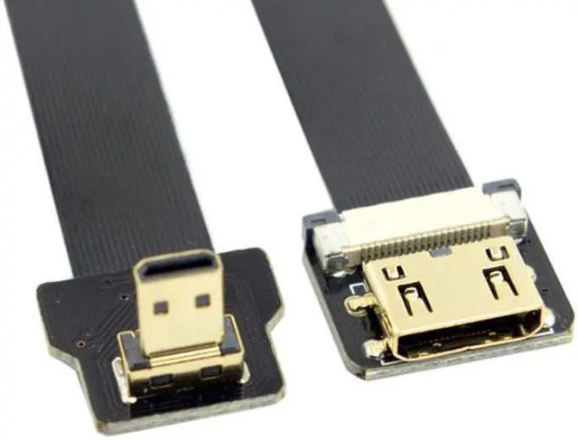 Alt view image 2 of 7 - Xiwai CYFPV Down Angled 90 Degree FPV Micro HDMI Male to Mini HDMI Female FPC Flat Cable 10cm for FPV HDTV Multicopter Aerial Photography