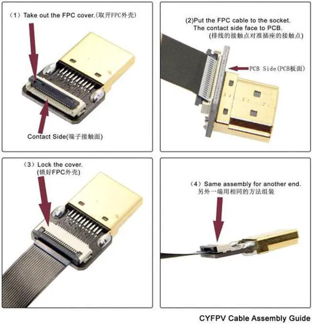 Alt view image 5 of 7 - CY CYFPV Dual 90 Degree Left Angled HDMI Type A Male to Male HDTV FPC Flat Cable for FPV HDTV Multicopter Aerial Photography