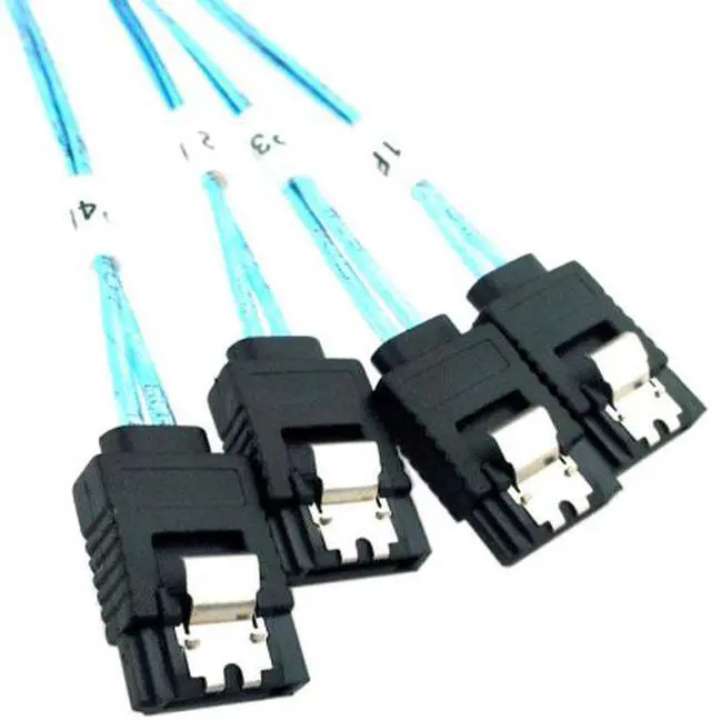Alt view image 4 of 7 - Cablecc Internal Mini SAS HD SFF-8643 Host to 4 SATA 7pin Target Hard Disk 6Gbps Data Server Raid Cable