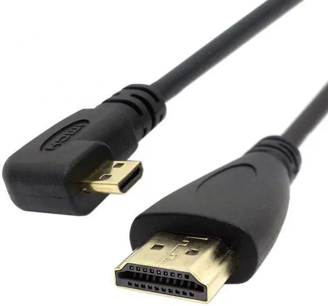 Alt view image 4 of 7 - Chenyang Cable Left Angled 90 Degree Micro HDMI to HDMI Male HDTV Cable for Cell Phone & Tablet & Camera