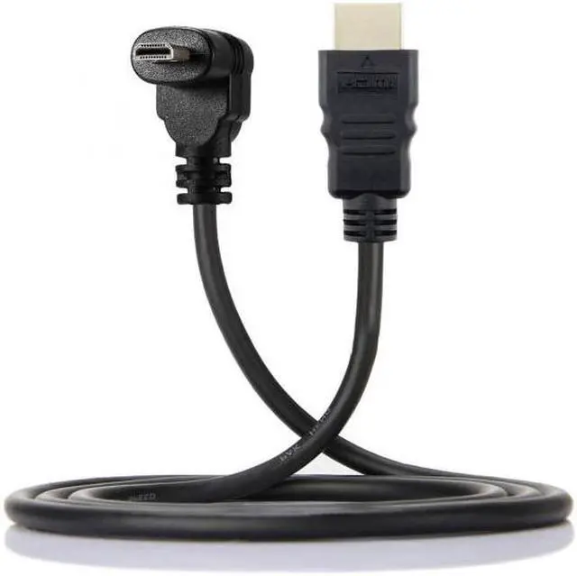 Alt view image 5 of 7 - CY Up Angled 90 Degree Micro HDMI to HDMI Male HDTV Cable for Cell Phone and Tablet and Camera