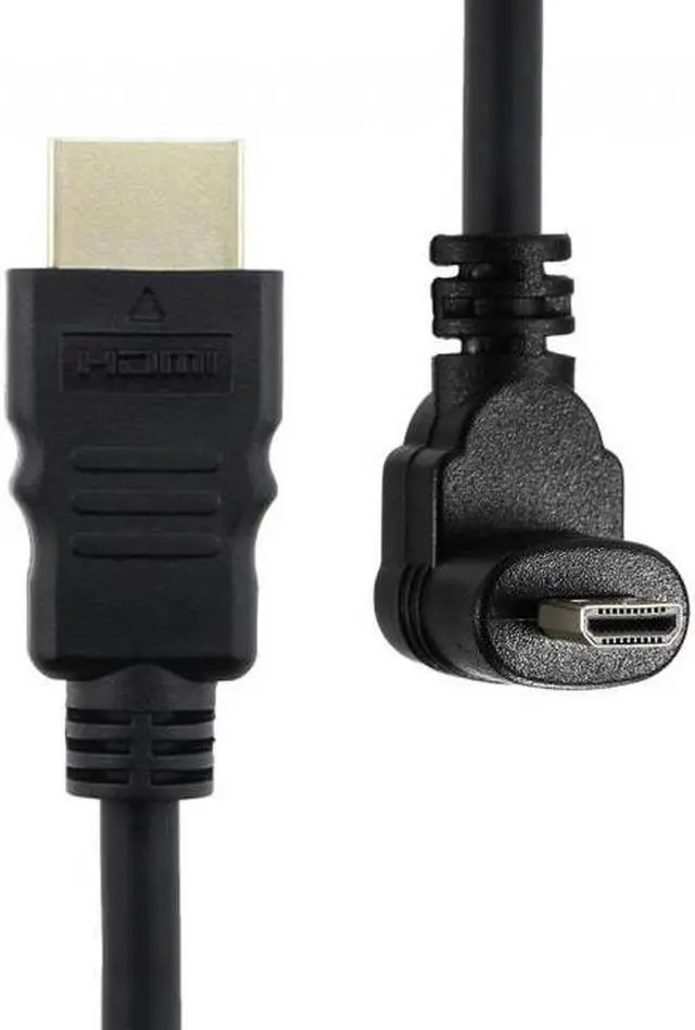 Alt view image 7 of 7 - CY Up Angled 90 Degree Micro HDMI to HDMI Male HDTV Cable for Cell Phone and Tablet and Camera