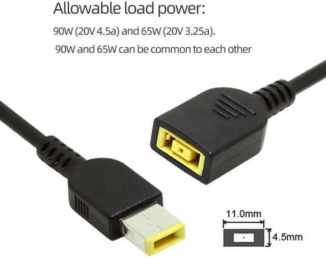 Alt view image 5 of 7 - Cablecc Rectangle 11.0*4.5mm Male to Female Extension Power Plug Charge Cable 50cm for ThinkPad X1 Carbon
