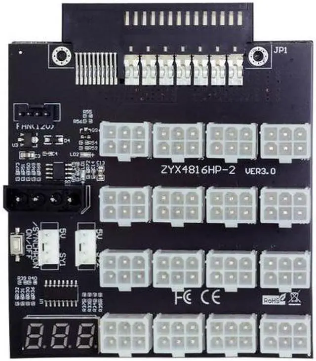 Alt view image 3 of 7 - CY Flex Slot Server Power Board 14+10Pin to 16x6Pin Power Supply Board for CHIA ETH BTC Mining Miner