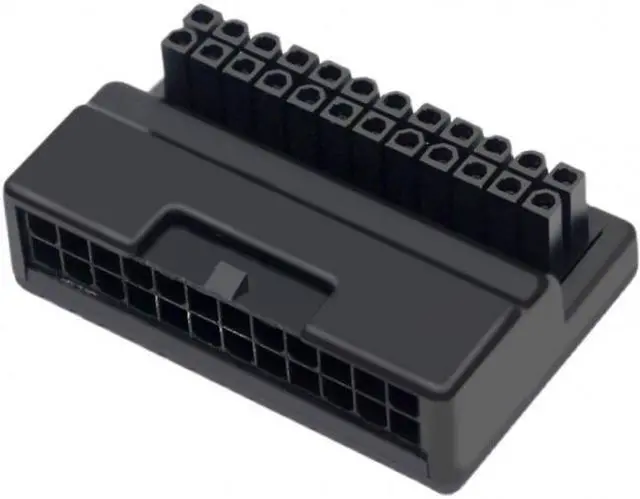 Alt view image 2 of 7 - Cablecc Overmold ATX 24Pin Female to 24pin Male 90 Degree Power Adapter Mainboard Motherboard for Desktops PC Supply