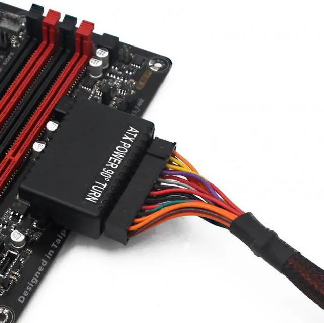 Alt view image 4 of 7 - Cablecc Overmold ATX 24Pin Female to 24pin Male 90 Degree Power Adapter Mainboard Motherboard for Desktops PC Supply