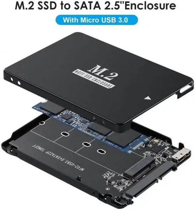 Main image of Cablecc NGFF B+M Key M.2 SSD Card to 2.5inch SATA Micro USB 3.0 Combo HDD Disk Drive Enclosure
