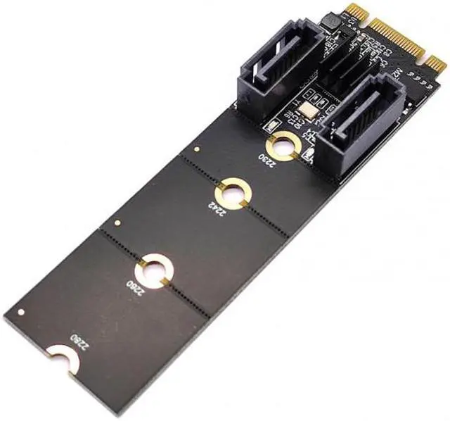 Alt view image 4 of 7 - CY NGFF Key B+M PCI Express to SATA 3.0 6Gbps Dual Ports Vertical Adapter Converter Hard Drive Extension Card JMB582 2230 2242 2260 2280