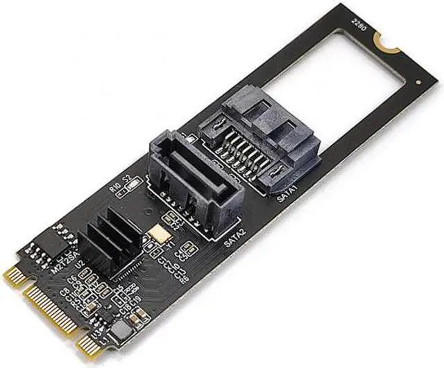 Alt view image 3 of 7 - CY NGFF Key B+M PCI Express to SATA 3.0 6Gbps Dual Ports Vertical Horizontal Adapter Converter Hard Drive Extension Card JMB582 2280