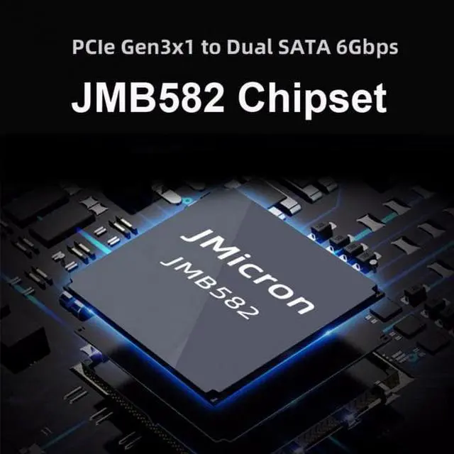 Alt view image 7 of 7 - CY NGFF Key B+M PCI Express to SATA 3.0 6Gbps Dual Ports Vertical Adapter Converter Hard Drive Extension Card JMB582 2230 2242 2260 2280