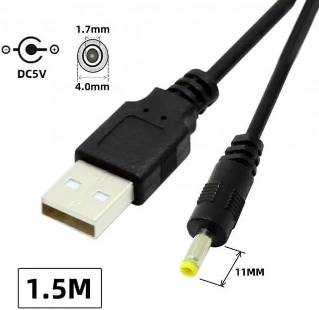 Alt view image 5 of 6 - CY 2pcs/lot USB 2.0 Male Type-A to 5V DC 4.0x1.7mm DC Power Round Plug Cable 150cm 24AWG
