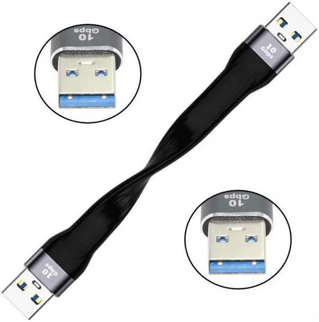 Alt view image 2 of 7 - CY 10Gbps USB 3.1 Type A Male to USB3.0 Type A Male Extension Flat Slim FPC Data Cable 13cm for Laptop  Desktop