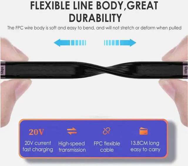 Alt view image 5 of 7 - Cablecc 10Gbps USB 3.1 Type A Female to USB3.0 Type A Male Extension Flat Slim FPC Data Cable 13cm for Laptop  Desktop