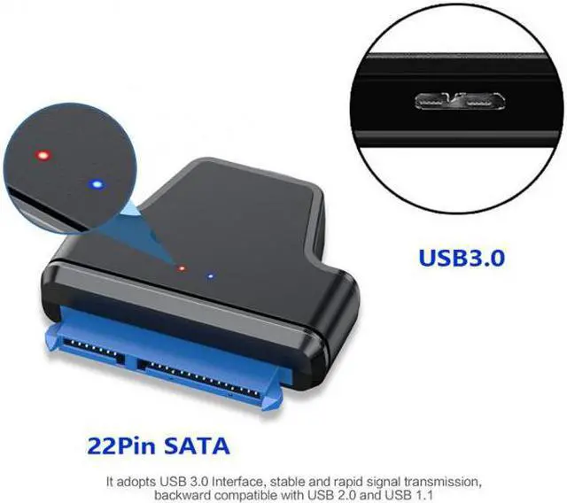 Alt view image 3 of 7 - HKCY U3-023 5Gbps Micro USB 3.0 to SATA 22Pin 7+15 Enclosure Adapter for 2.5" Hard Disk Drive SSD HDD Mass Storage Class
