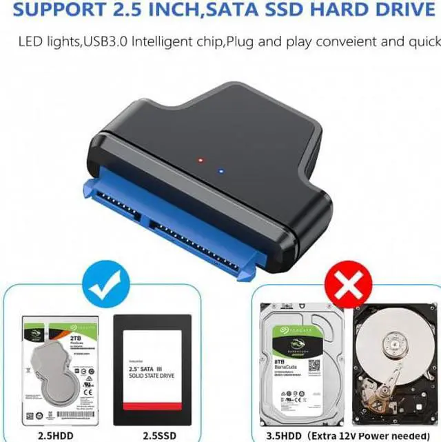 Alt view image 7 of 7 - HKCY U3-023 5Gbps Micro USB 3.0 to SATA 22Pin 7+15 Enclosure Adapter for 2.5" Hard Disk Drive SSD HDD Mass Storage Class