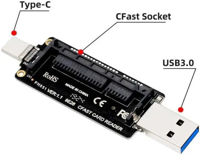 Alt view image 5 of 7 - CY USB-C USB3.0 Type-C to CFast 2.0 Card Adapter PCBA CFast Card Reader for Desktop Laptop