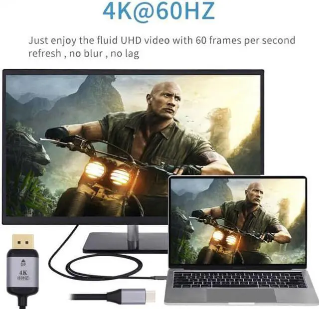 Alt view image 5 of 7 - CY USB 3.1 Type C USB-C Source to DisplayPort DP Displays Male 4K Monitor Cable for Laptop 1.8m