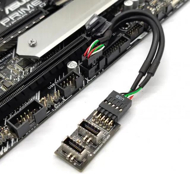 Main image of CY Dual USB 3.1 Front Panel Socket Key-A Type-E to USB 2.0 9Pin 10Pin Mainboard Header Male Cable Extension Adapter