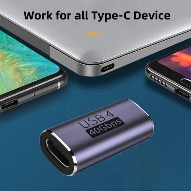 Alt view image 5 of 7 - Cablecc 40Gbps USB4 Type C Female to Female 100W Power Data 8K Video Adapter Extender for Laptop Phone