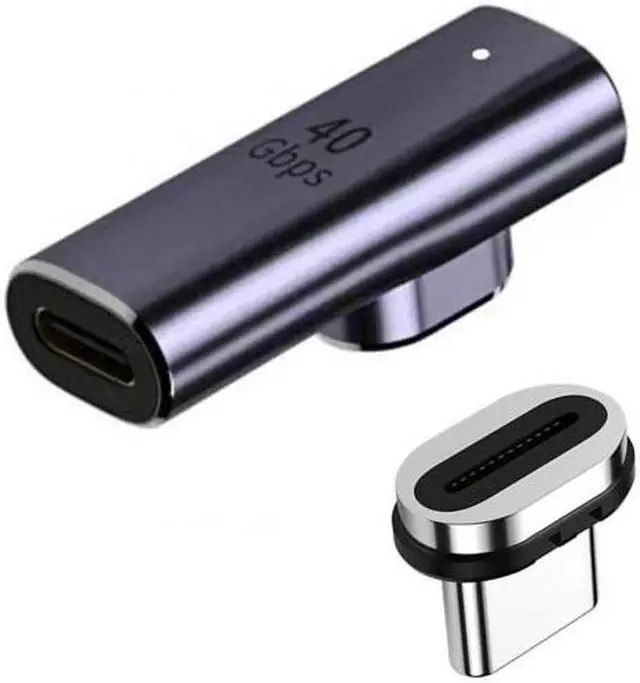 Alt view image 4 of 7 - CY Magnetic Connector 40Gbps USB4 Type C Male to Female Low Profile Right Angled 100W Power Data 8K Video Adapter for Laptop Phone