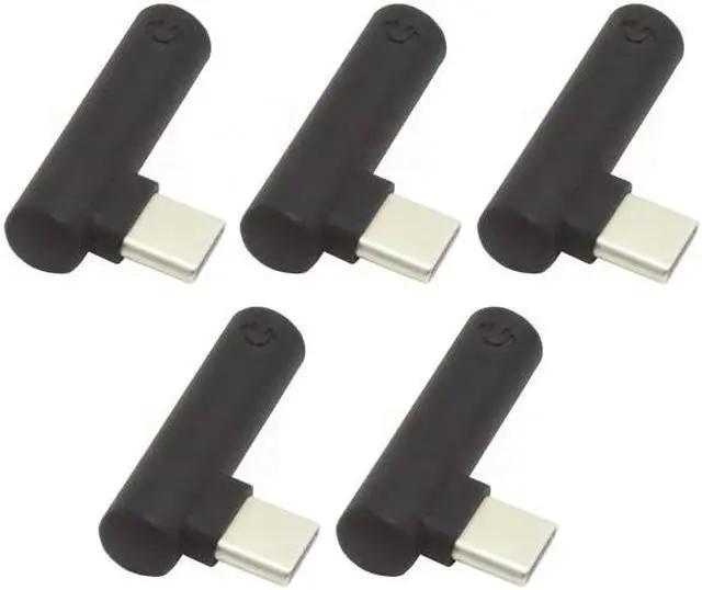 Alt view image 3 of 7 - CY 5pcs/set Type-C to 3.5mm Earphone Adapter 90 Degree Angled Type USB-C 3.1 Male to AUX Audio Female