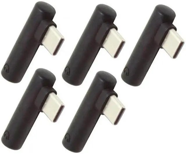 Alt view image 4 of 7 - CY 5pcs/set Type-C to 3.5mm Earphone Adapter 90 Degree Angled Type USB-C 3.1 Male to AUX Audio Female