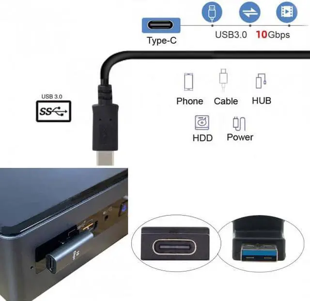 Alt view image 5 of 7 - CY USB-C Type C Female Low Profile 90 Degree Left Angled to USB 3.0 A Male Data Adapter for Laptop Desktop
