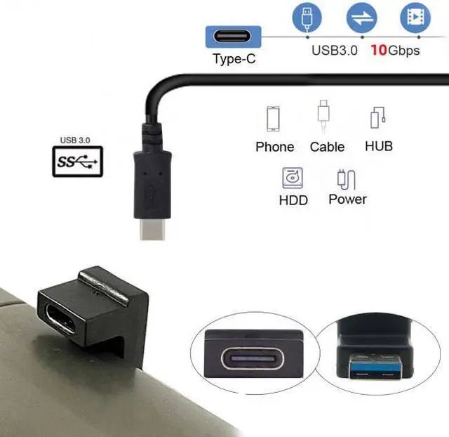 Alt view image 5 of 7 - CY USB-C Type C Female  Opposite U Shape Back Angled to USB 3.0 A Male Data Adapter for Laptop Desktop