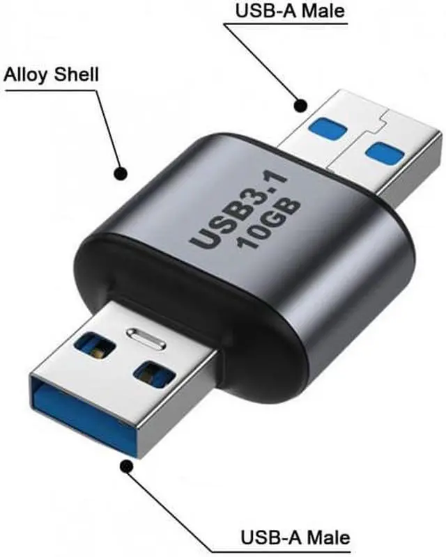 Alt view image 4 of 6 - CY USB 3.0/3.1 Type A Male to USB 3.0/3.1 A Male Data Adapter 10Gbps Extension for Laptop Desktop
