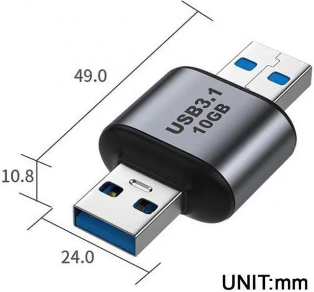 Alt view image 2 of 6 - CY USB 3.0/3.1 Type A Male to USB 3.0/3.1 A Male Data Adapter 10Gbps Extension for Laptop Desktop
