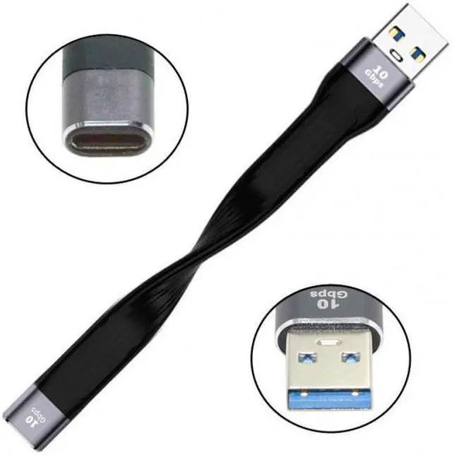 Main image of Cablecc 10Gbps USB 3.1 Type C Female to USB3.0 Type A Male Flat Slim FPC Data Cable 13cm for Laptop  Phone