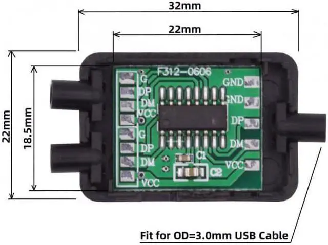 Alt view image 4 of 7 - Cablecc CY CN-003 PCBA for USB2.0 Ports HUB USB 1 to 2 Splitter with SR Cover for DIY OEM Parts3.0mm Cable