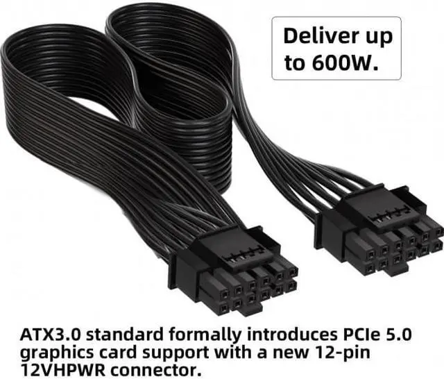 Alt view image 3 of 7 - HKCY PW-013 12VHPWR ATX3.0 PCI-E 5.0 Power Modular Cable 16Pin to 16Pin for 3080 3090TI PSU 12+4Pin Graphics Card
